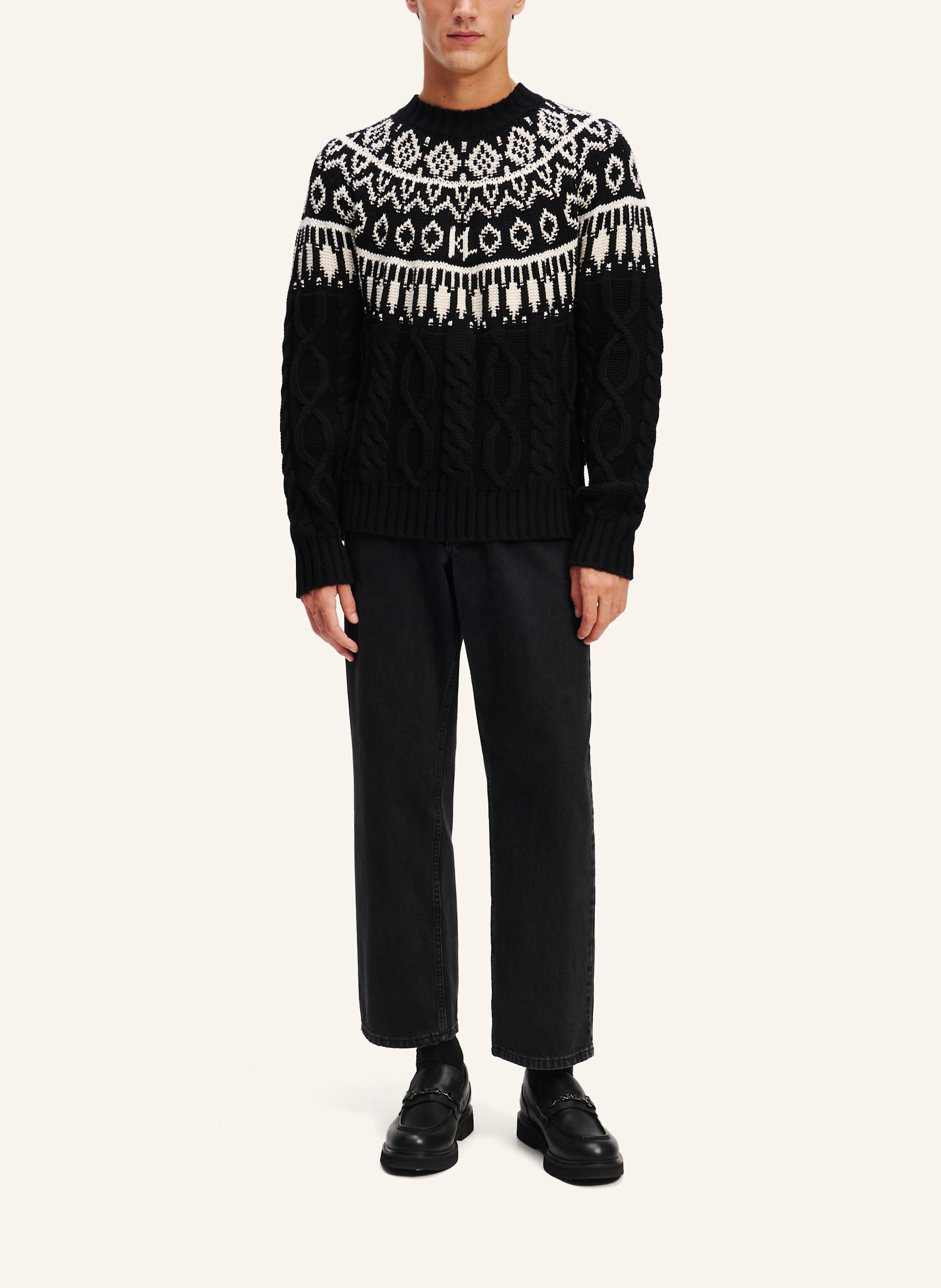 KARL LAGERFELD KL MONOGRAM FAIR-ISLE-PULLOVER