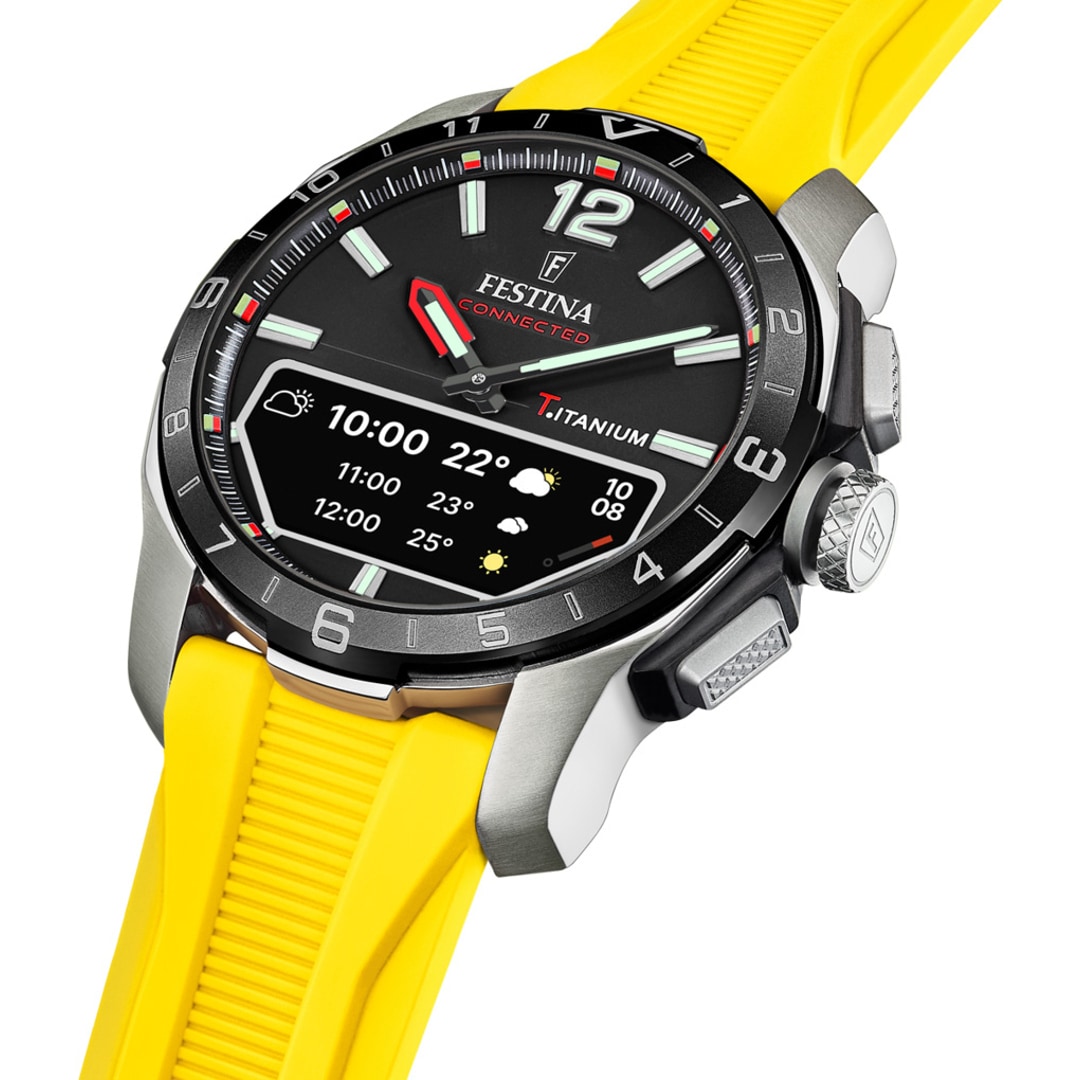 Festina Connected D Titan Schwarz / Gelb Ø 44 mm