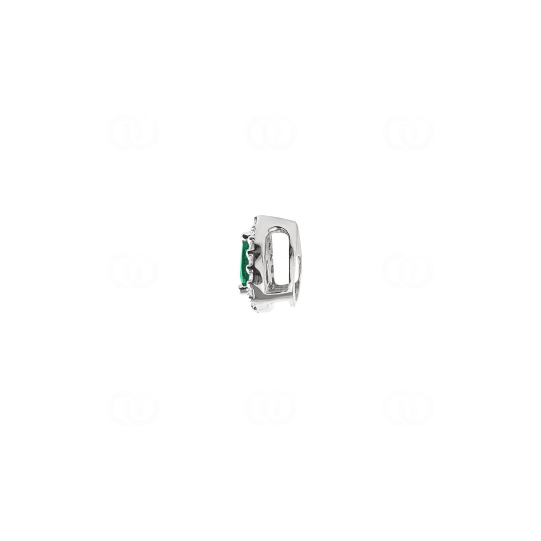 Anhänger 750/18 K Weissgold mit Smaragd Tropfen und Diamanten 0.03 ct H/si