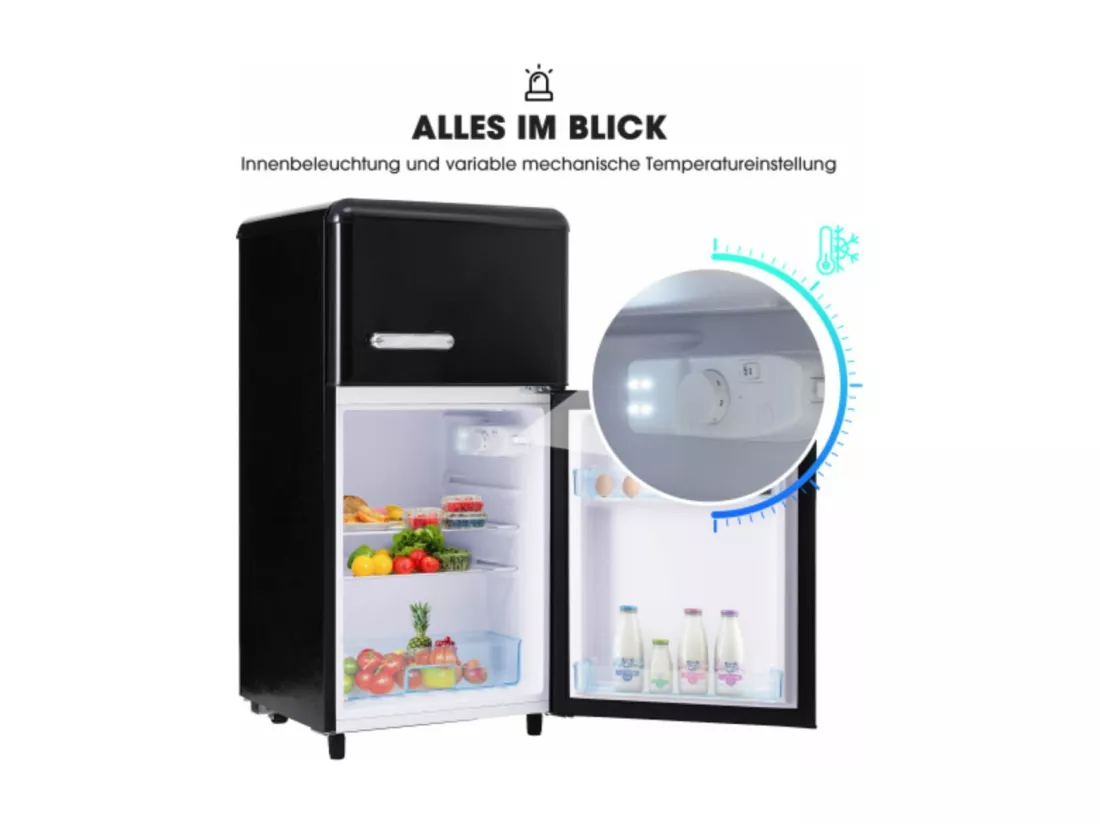 Réfrigérateur Retro-72 litres de volume total, avec 21 litres de volume de congélation, 120 kWh/an