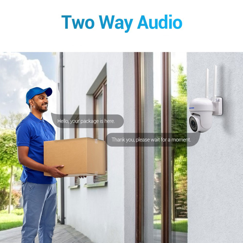 WiFi IP Kamera 3MP 1296p mit Nachtsichtfunktion / Micro SD und Wandhalterung für iOS/Android (IP66) - Weiss