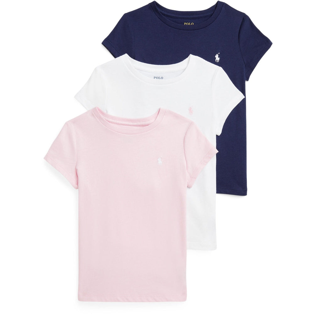 Køb Polo Ralph Lauren White / Hintofpink /Newport Navy Girl Gaveæske Sæt 3-Pak T-Shirts