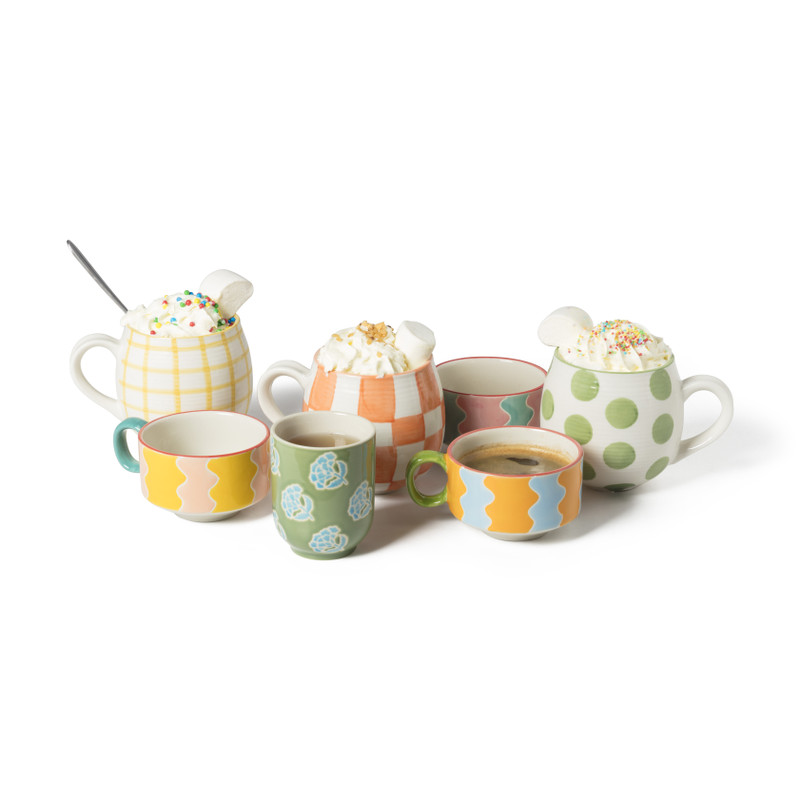 Mok met groene stippen - groen/wit - 375 ml