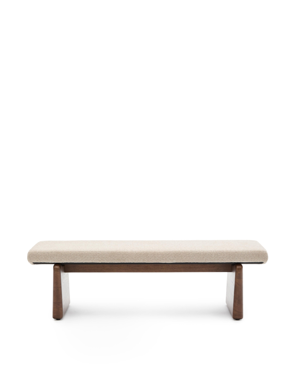 Kave Home Topaz bankje walnoot, beige chenille