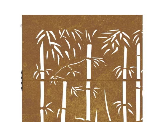 Portail de jardin 85x125 cm acier corten design de bambou