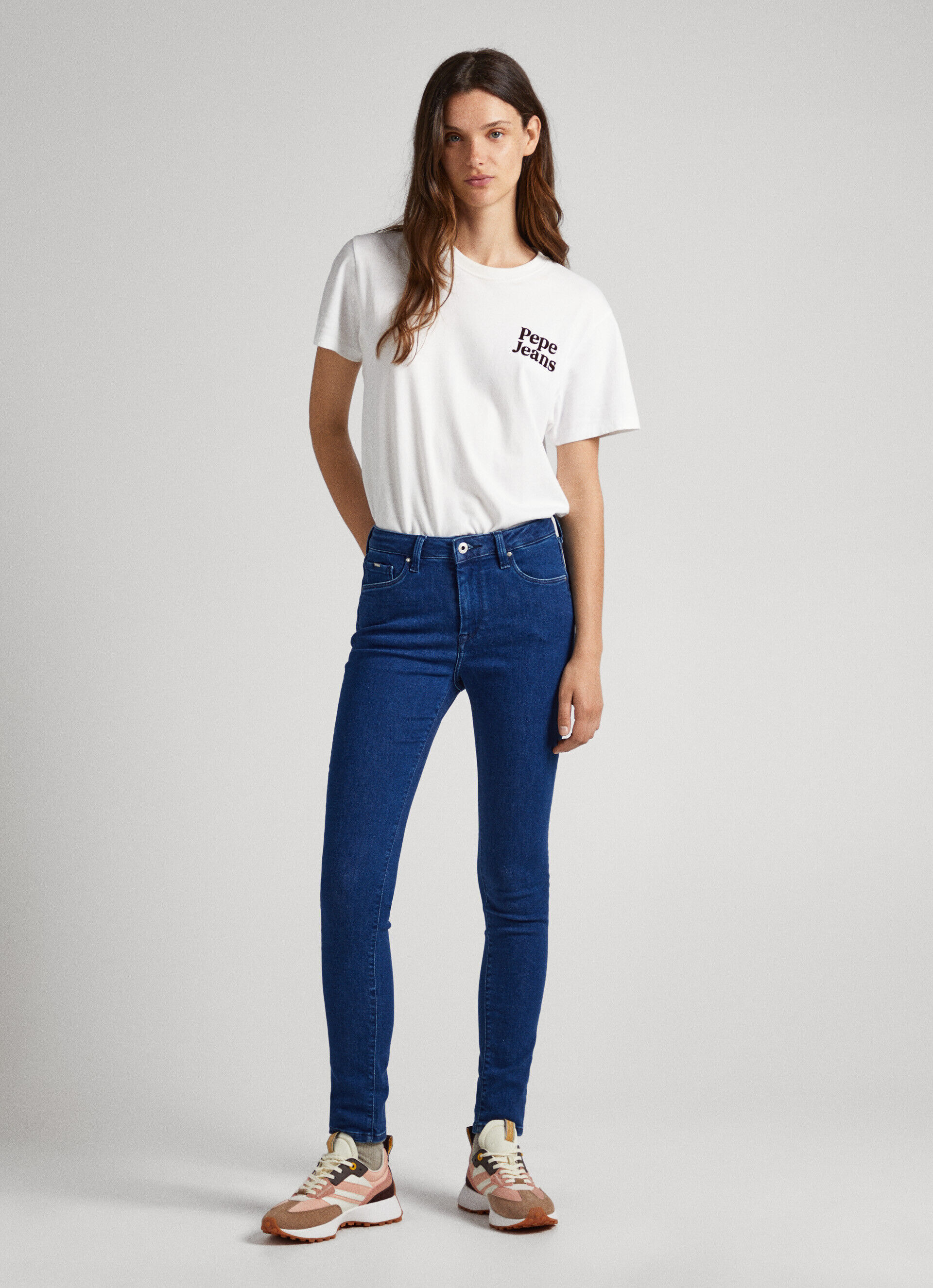 Calça jeans skinny de cintura alta estilo regent fit - jeans