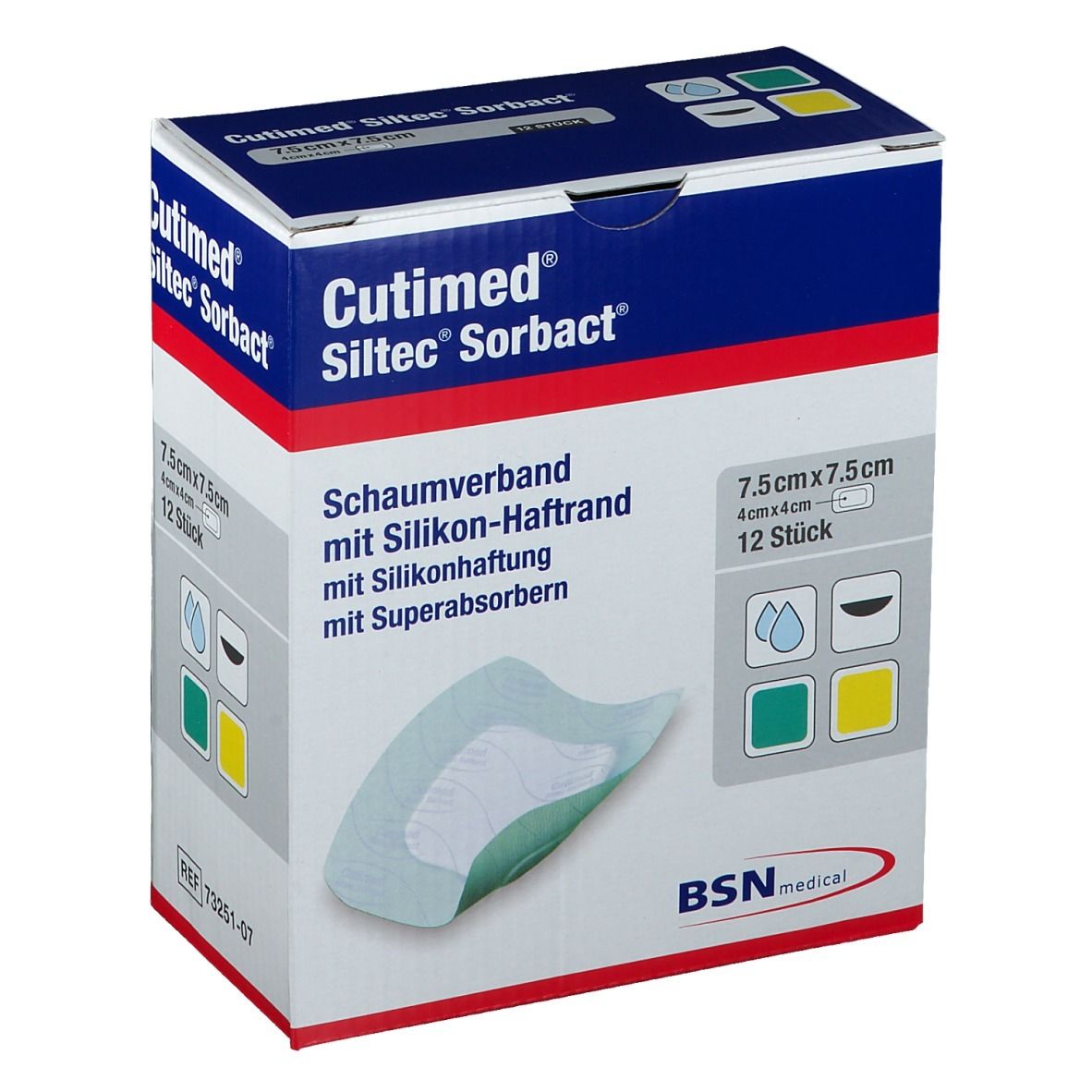 Cutimed® Siltec Sorbact 7,5 cm x 7,5 cm