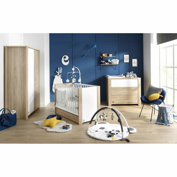 Chambre TRIO Lit 70x140 Commode Armoire ANTONIN Bois Blanc - SAUTHON