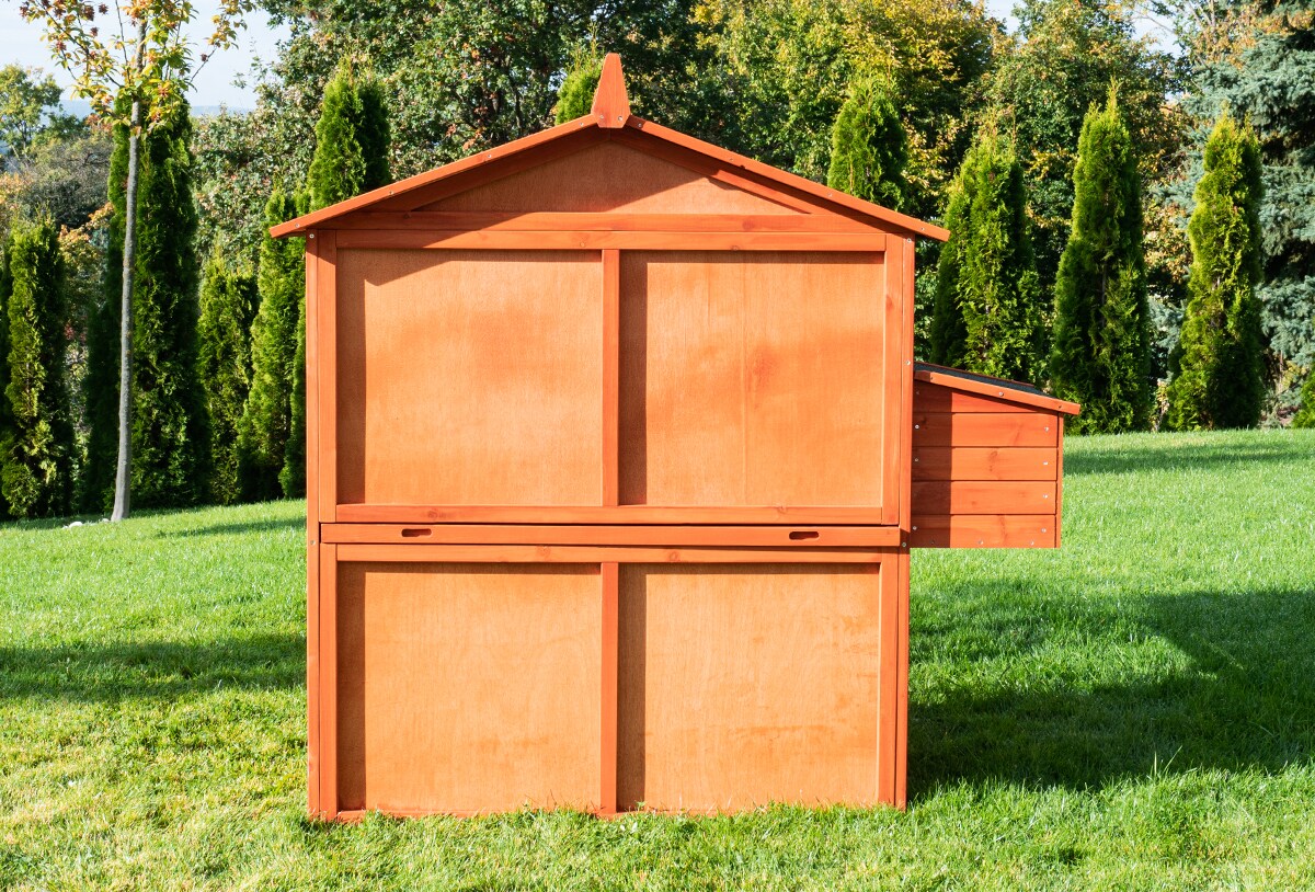 MyAnimal Hühnerstall groß für 7 Hühner MH-15, Hühnerhaus auf 2 qm², mit Auslauf, separates Legenest (Braun)