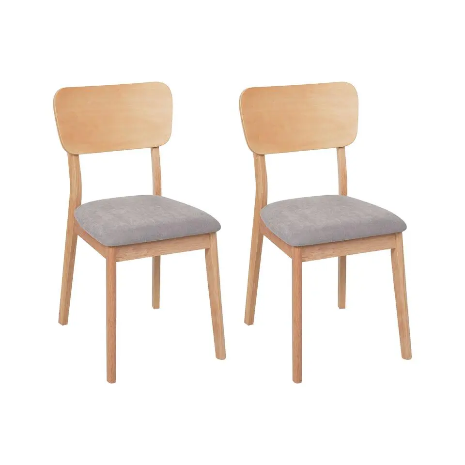MINIER - Eetkamerstoel set van 2 - Lichtgrijs - Hout