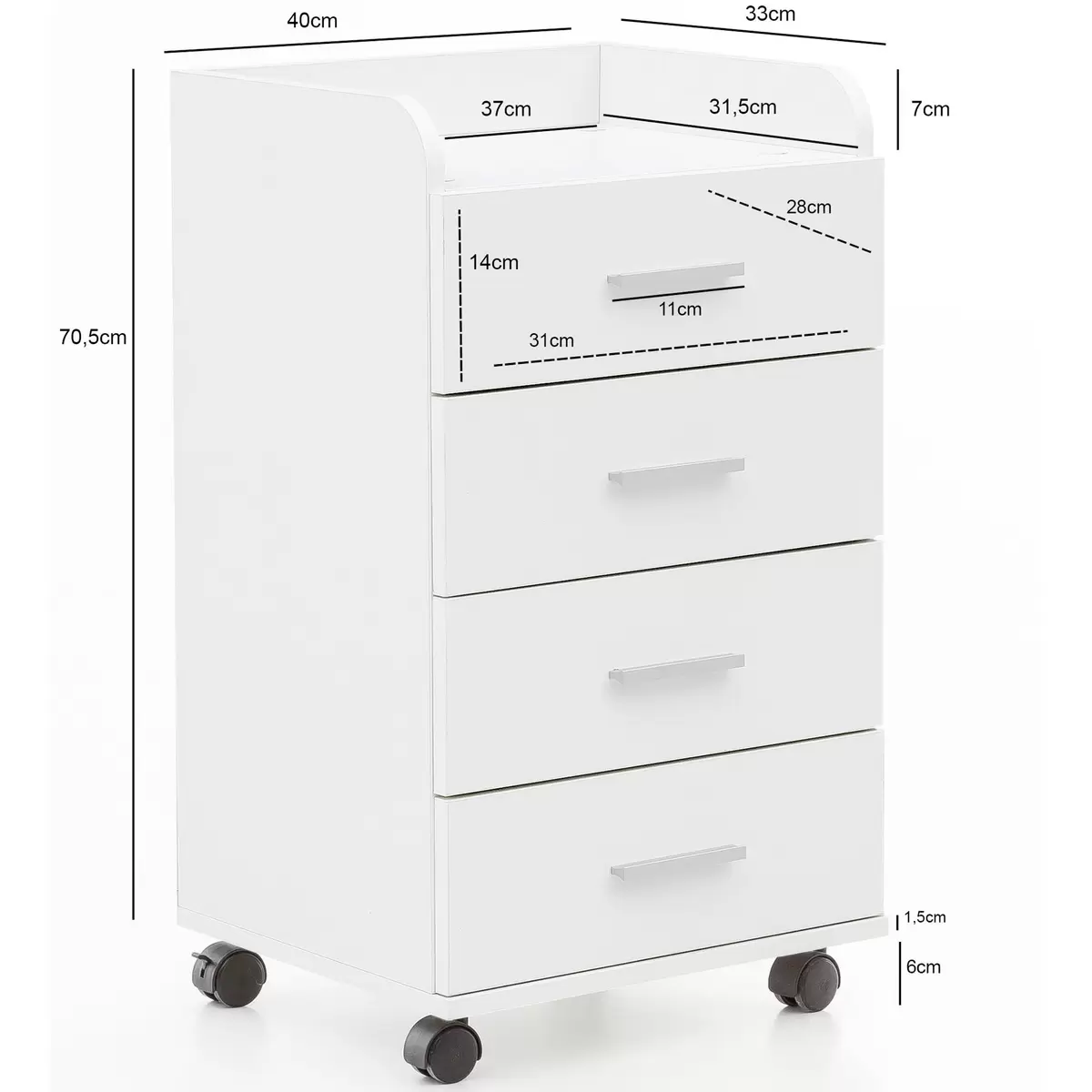 Rollcontainer Finn weiss