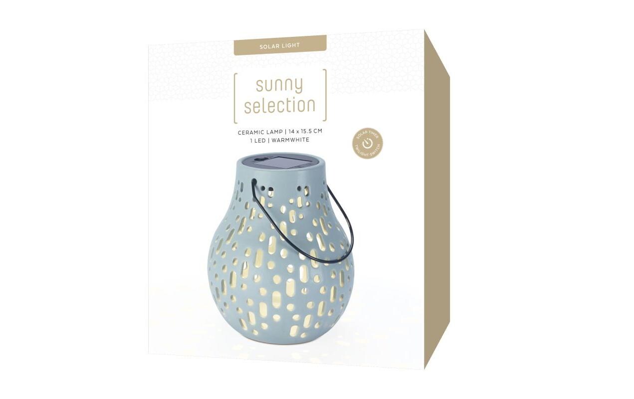Laterne Solar Ceramic Lamp BlauDekolicht zum Aufstellen oder Aufhängen