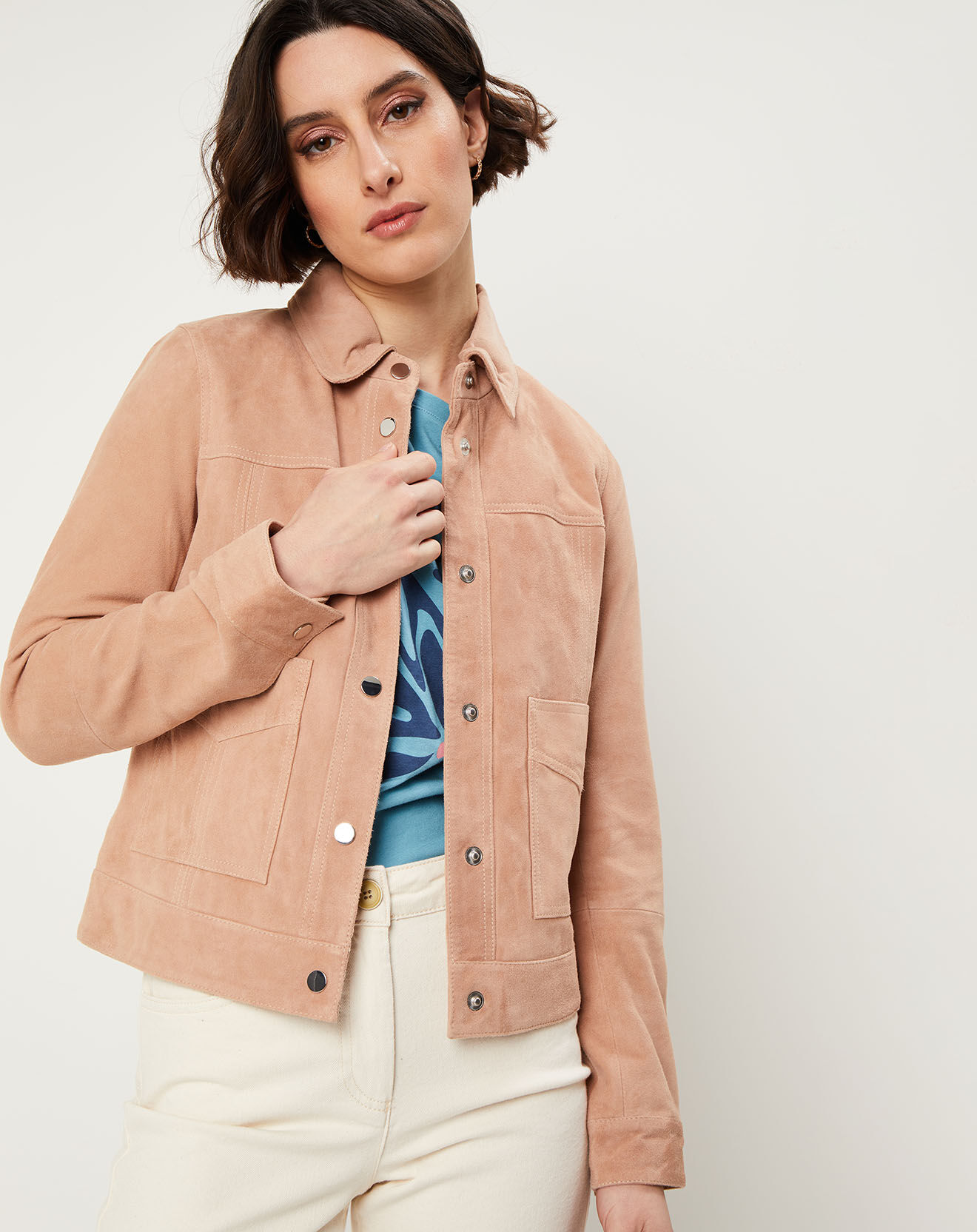Caroll Veste en Velours de Cuir retourné Rhodes pêche
