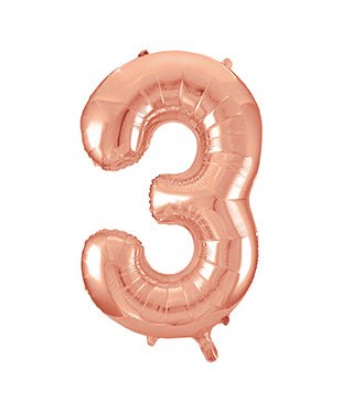 3 Jaar Cijfer Ballon Rose Goud Leeg 86cm