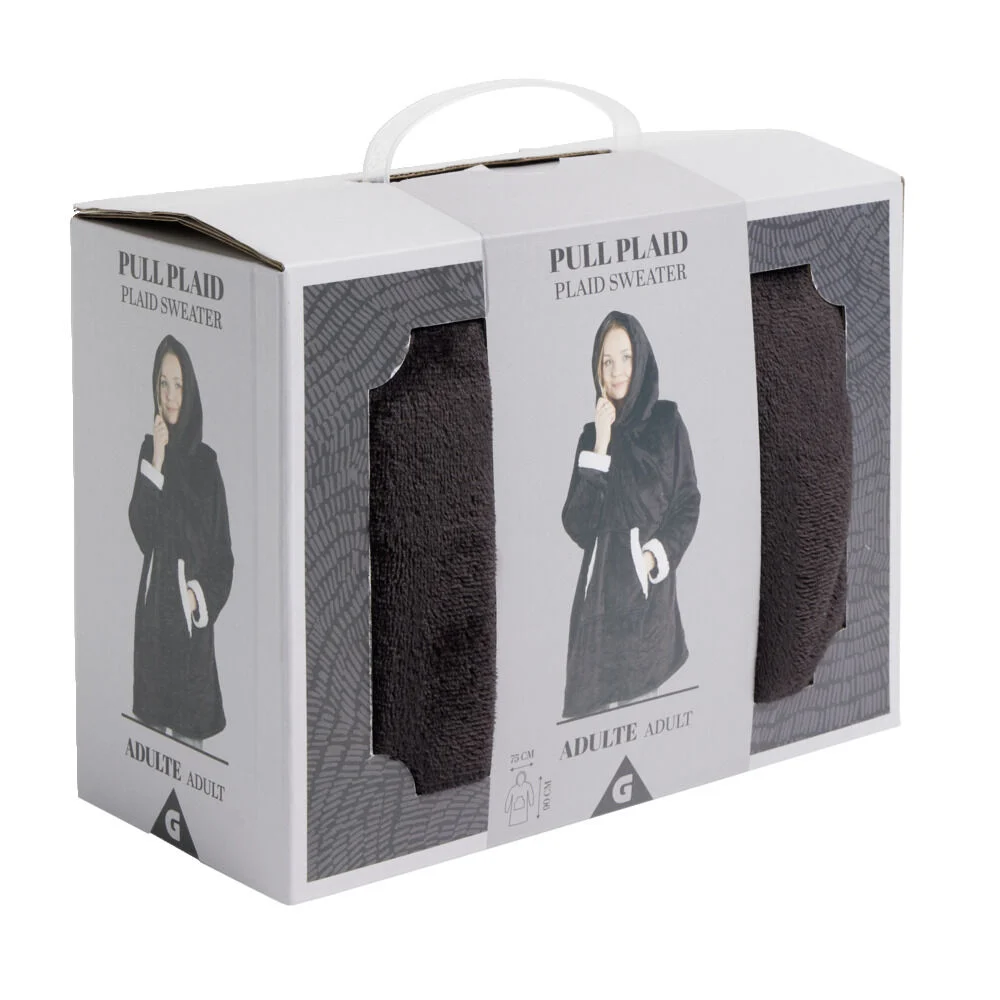 Pull plaid capuche adulte sherpa Taille unique - 4 coloris