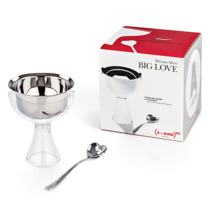 Alessi - Big Love Eisbecher inkl. Löffel, eisgrau