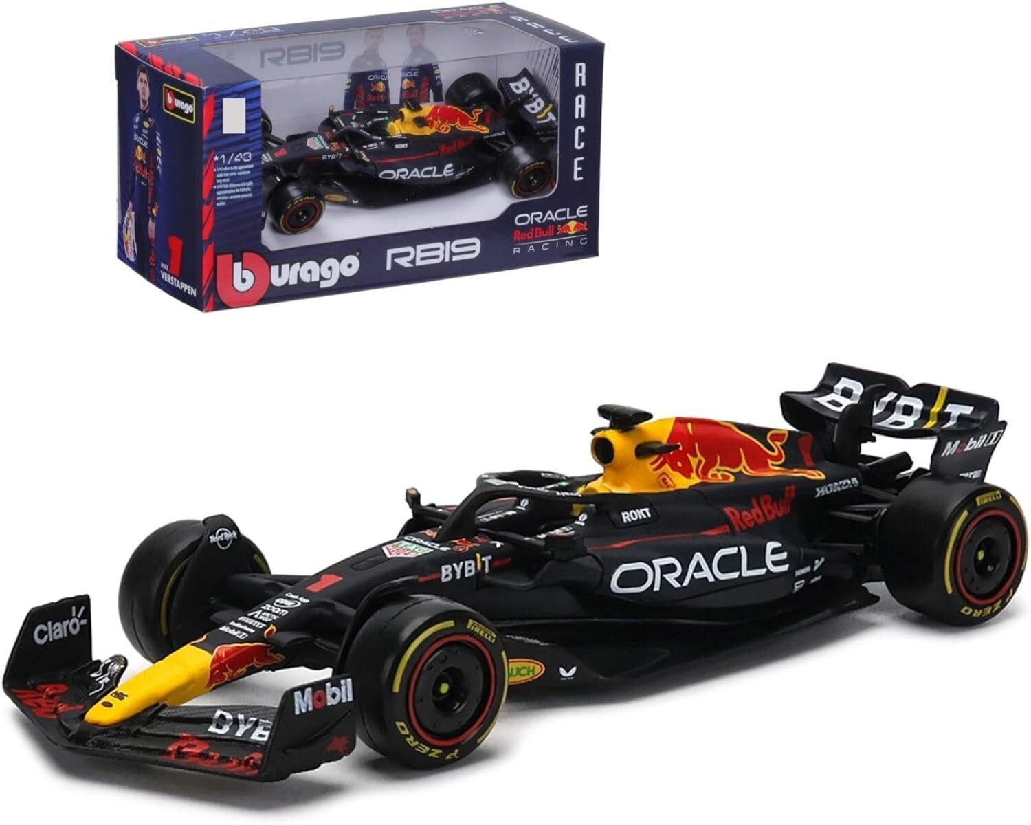 Bburago 18-38082 - Modellauto - Red Bull Racing F1 RB19 Verstappen #1 (Maßstab 1:43) Formel 1