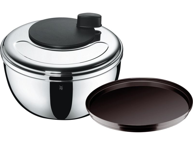 WMF Salatschleuder Gourmet 24 cm, Schwarz/Silber Salatschleuder