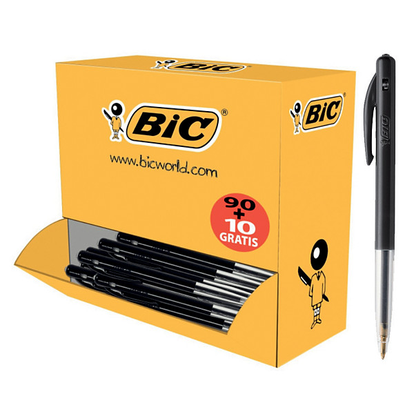 Pack 90 + 10 stylos-bille Bic M10 noirs