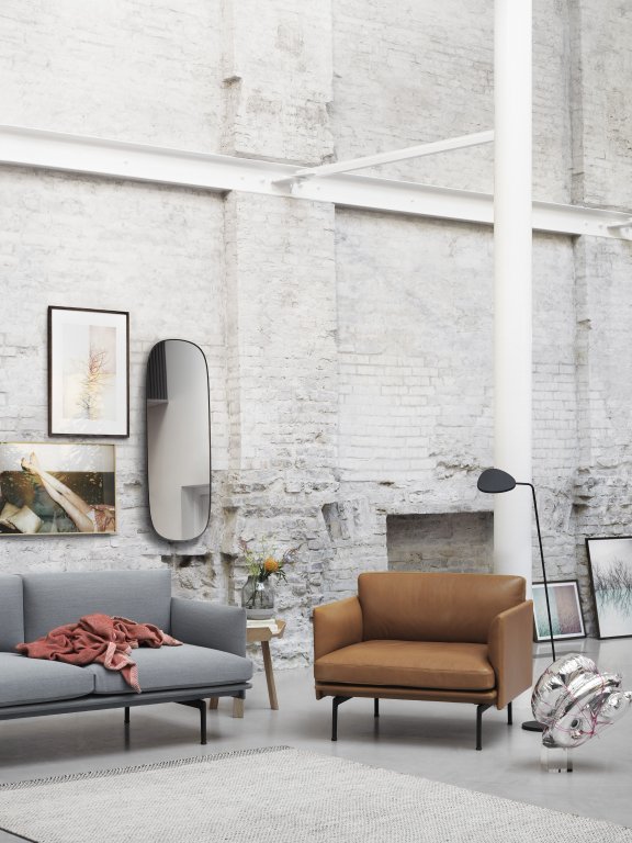 Muuto Outline bank 3-zits Remix 163, onderstel zwart