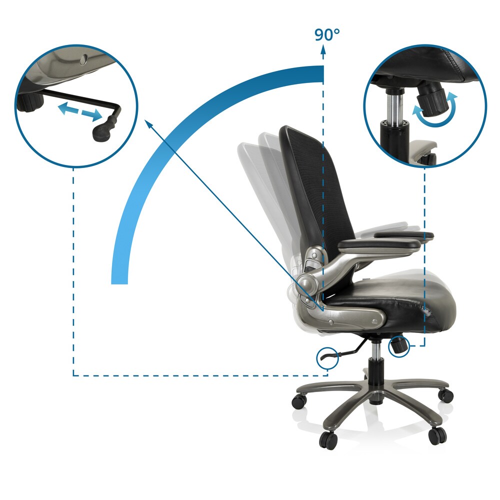XXL Drehstuhl INSTRUCTOR T I Kunstleder/Netzstoff mit abklappbaren Armlehnen hjh OFFICE
