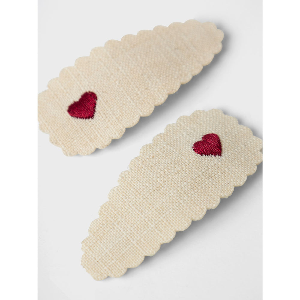 Køb Lil'Atelier Turtledove Heart In Sand Collar Olala Hår Spænder 2-pak