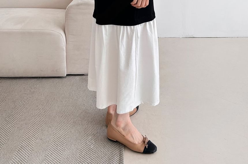 Chubby Girl - Midi-jurk met pofmouwen en twee kleuren