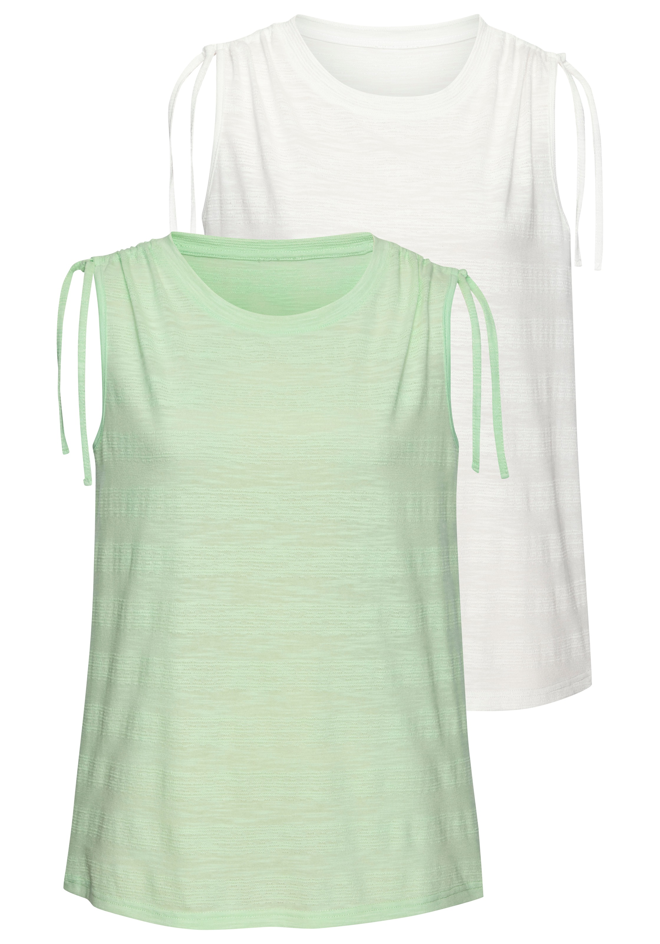Vivance Tanktop »mit verstellbarer Raffung an der Schulter«, aus pflegeleichter Qualität mit Baumwolle