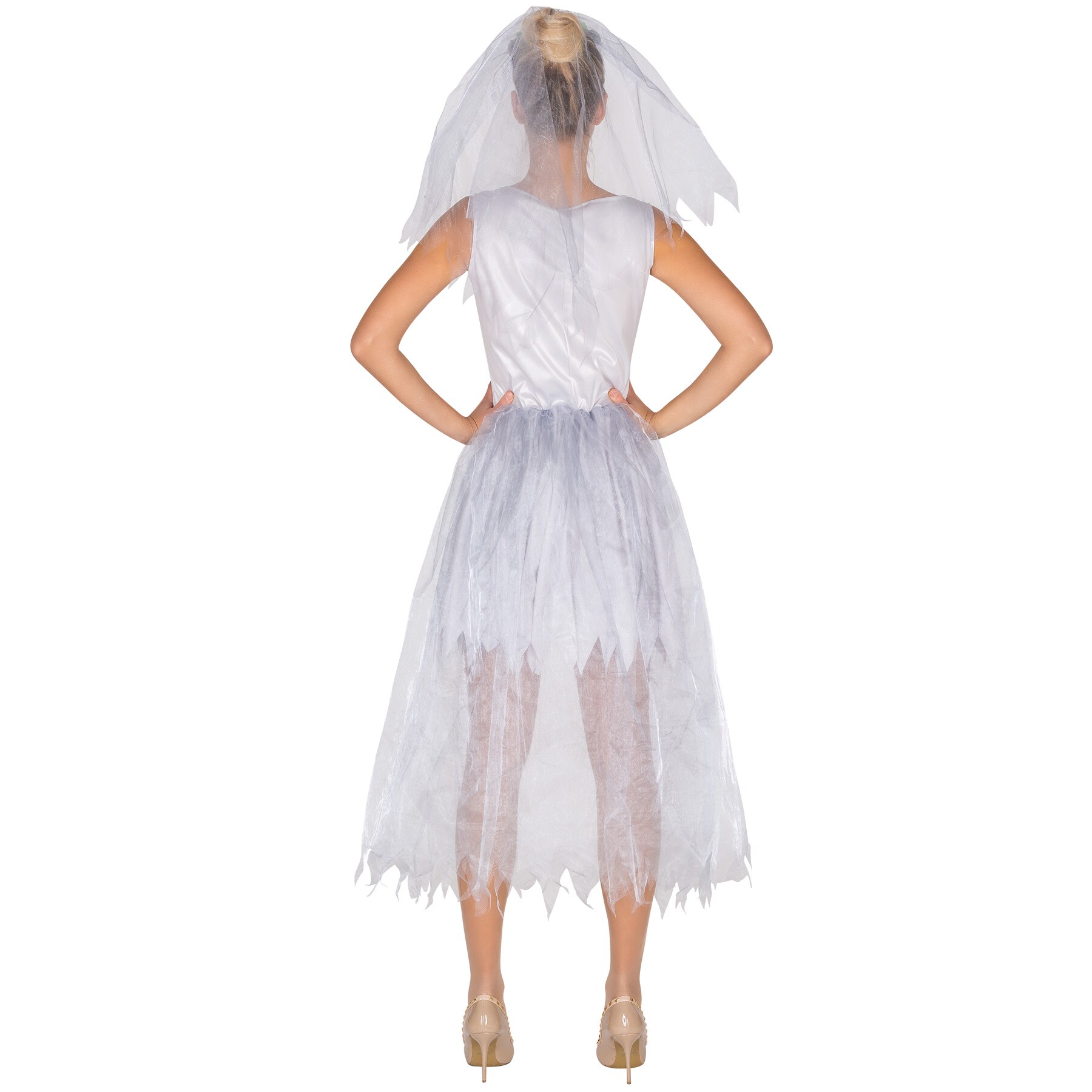 tectake® Frauenkostüm Brautkleid Skelett