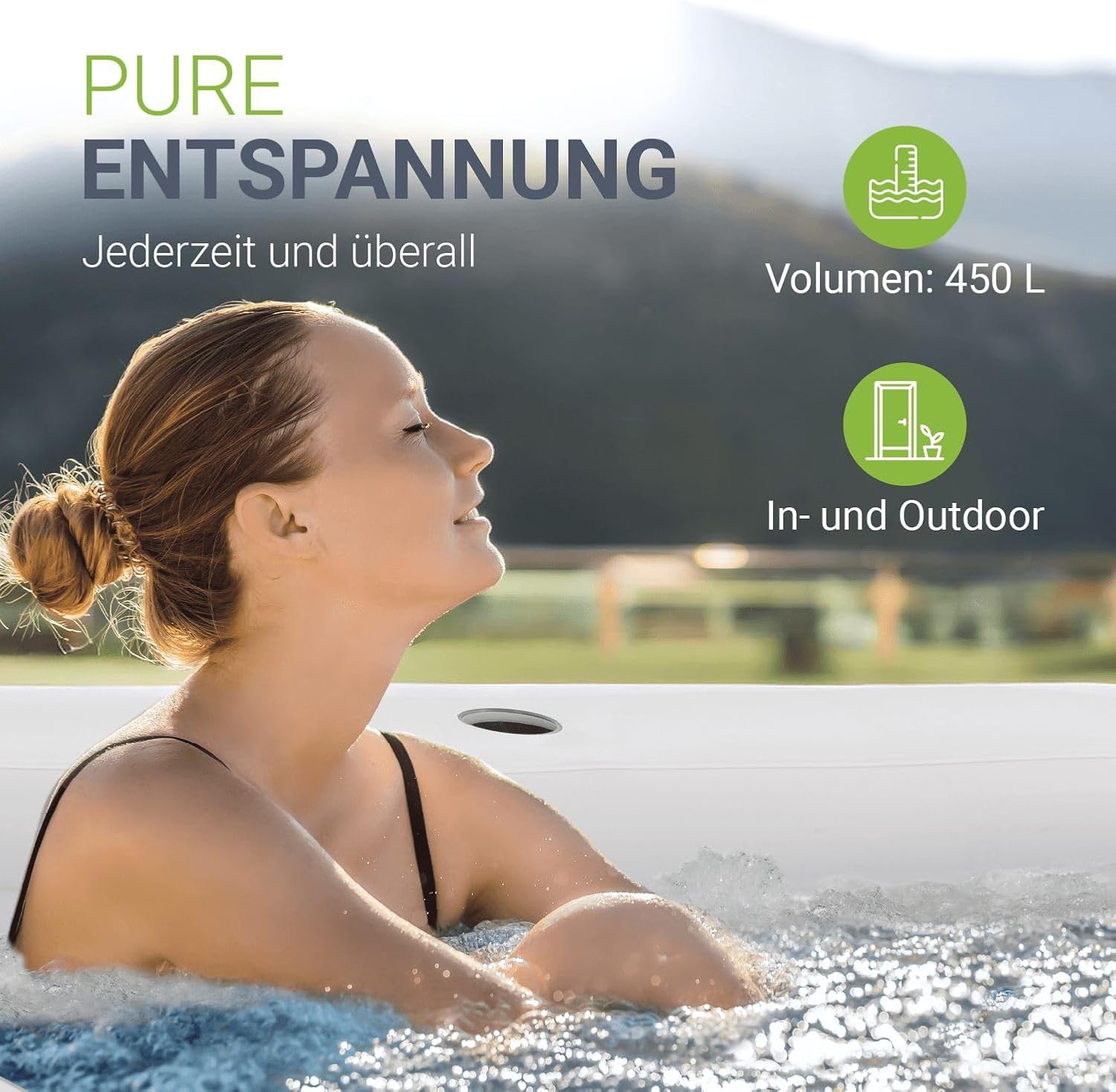 Juskys Aufblasbare Badewanne L - Outdoor Wanne für Erwachsene, faltbare, mobile Eistonne mit Rückenlehne für den Balkon, Eisbad mit Abdeckung & Pumpe