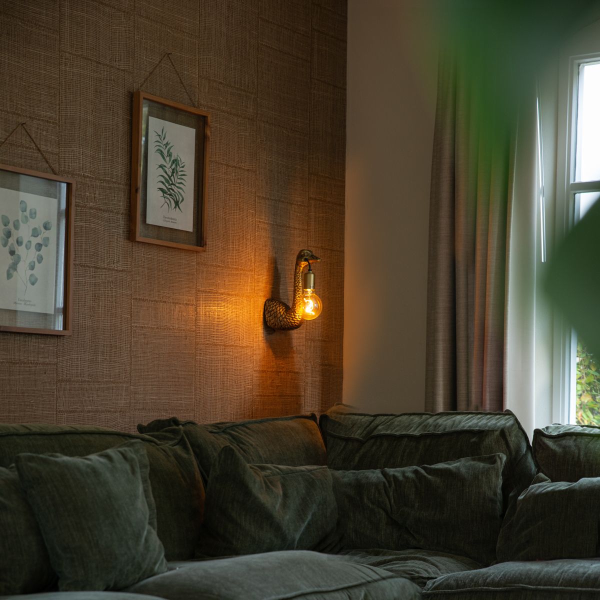 Vintage wandlamp messing - Animal Camel bird