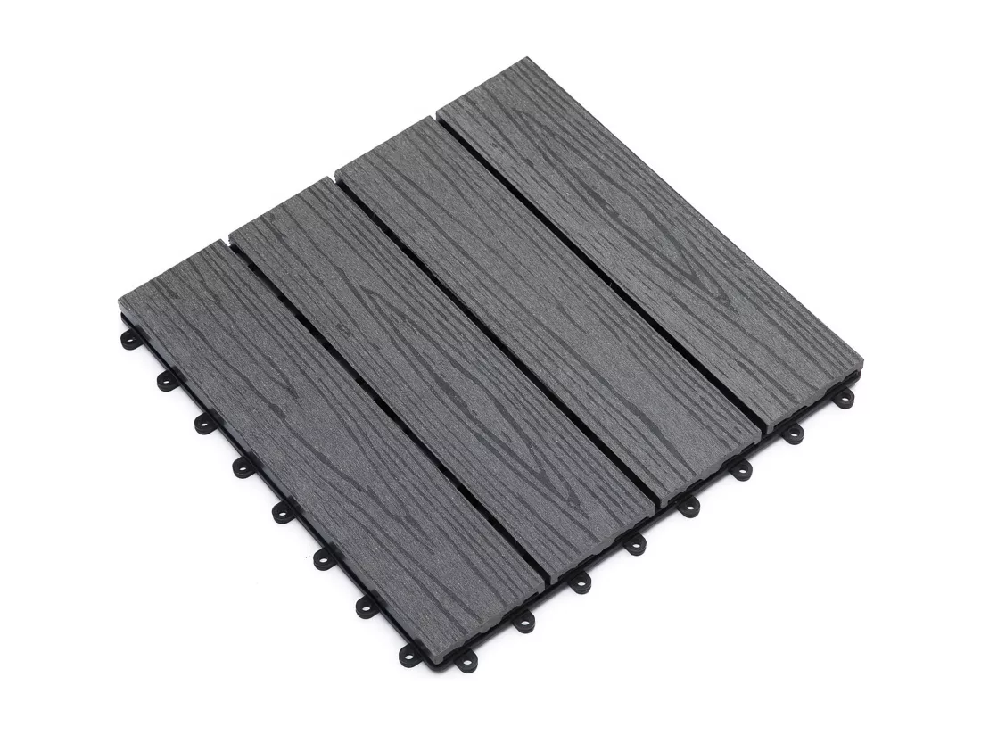 Caillebotis - dalles terrasse - lot de 11 - clipsables, installation très simple - lamelles composite aspect bois gris