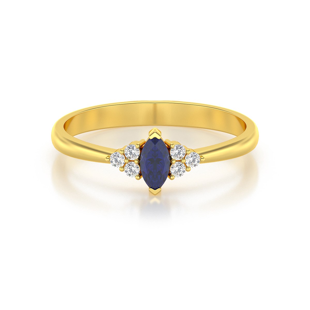 Bague ADEN Or 585 Jaune Saphir et diamants 2.1grs