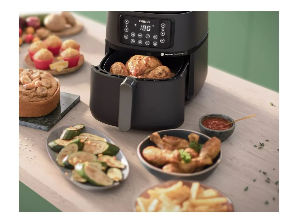 Philips Series 5000 Connected HD9285 XXL - Varmluftsrister - 7.2 liter - 2 kW - mørk sølv/sort