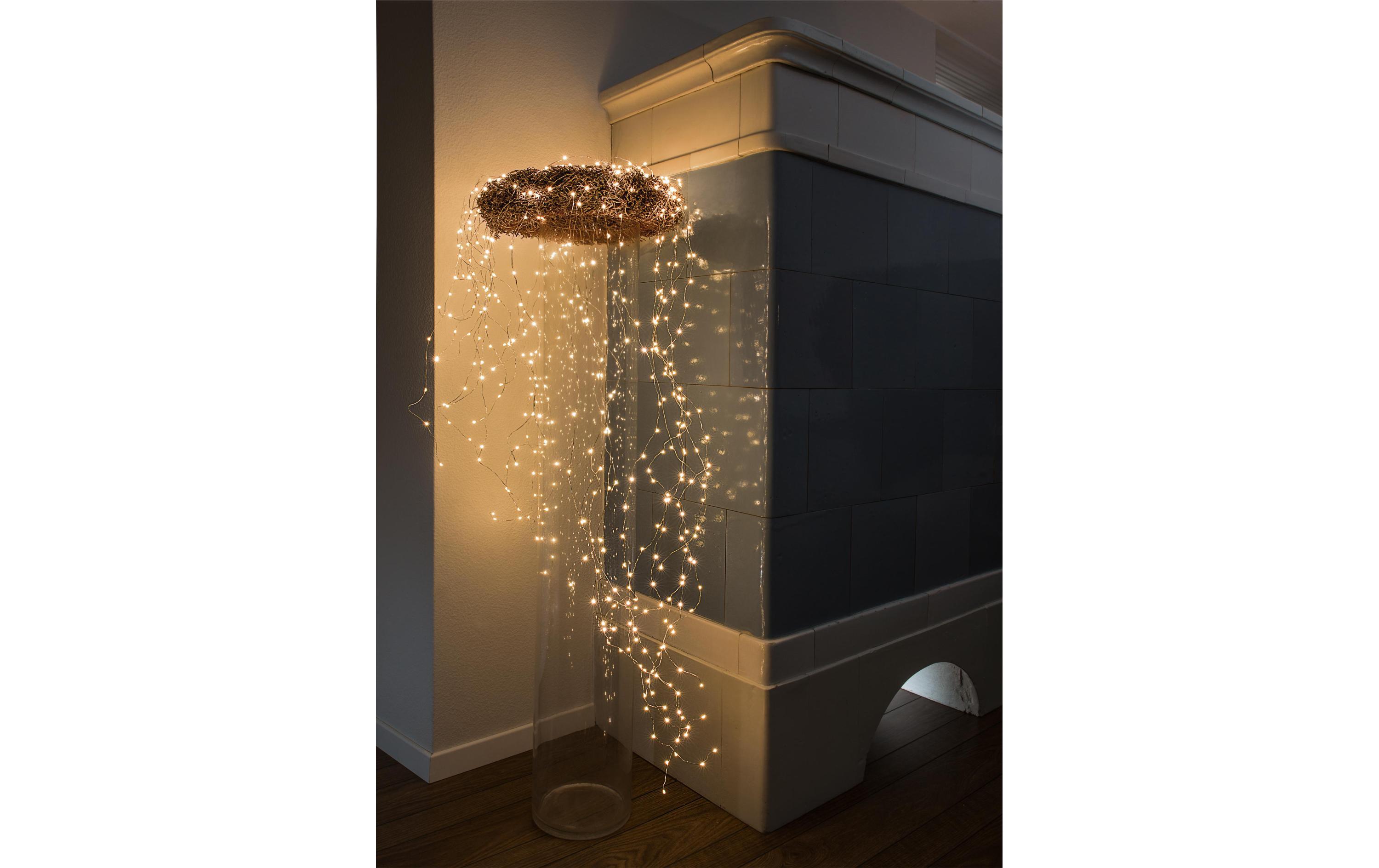 LED-Lichtervorhang 1.6 m, 256 LEDs, SilberLichtervorhang mit 16 Strängen und 256 LEDs