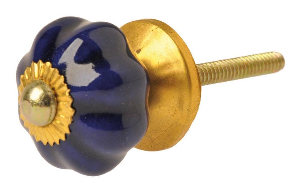 Möbelgriff handgemacht, Ø 3 cm, Dunkelblau/GoldMöbelknauf einfarbig