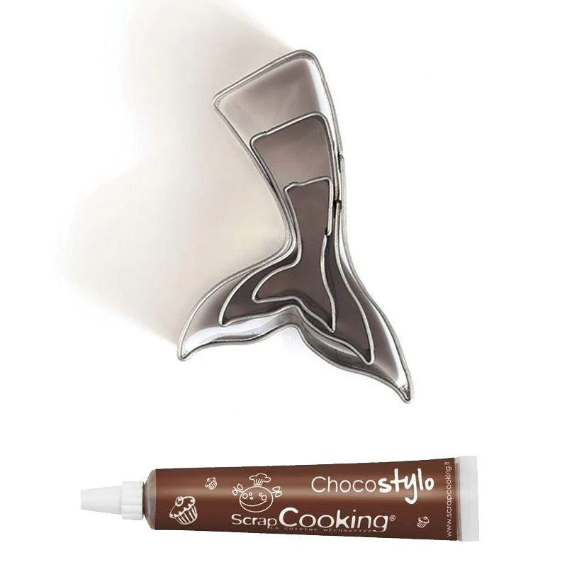 Stylo chocolat + 3 mini emporte-pièces inox Sirènes Youdoit