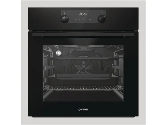 Gorenje Essential BPS6737E07B - Ovn - med dampfunktion - til indbygning - niche - bredde: 56 cm - dybde: 55 cm - højde: 59 cm - med selv-rengøring - Klasse A  - sort