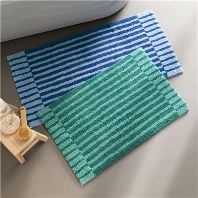 Tapis de bain coton motif rayé - 2000 g/m² - BECQUET CRÉATION