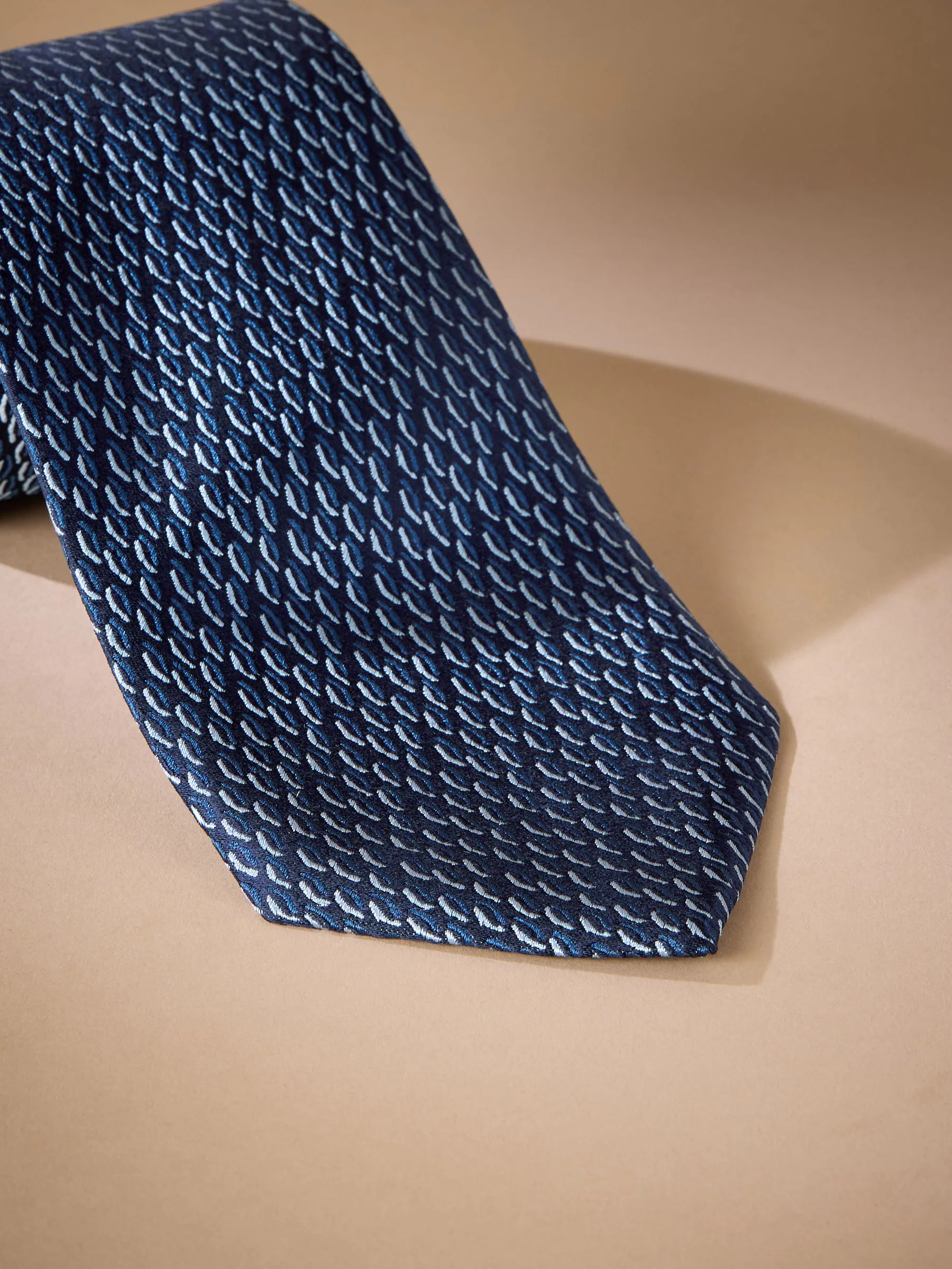 Marineblauw/wit - Das van Italiaanse zijde met design