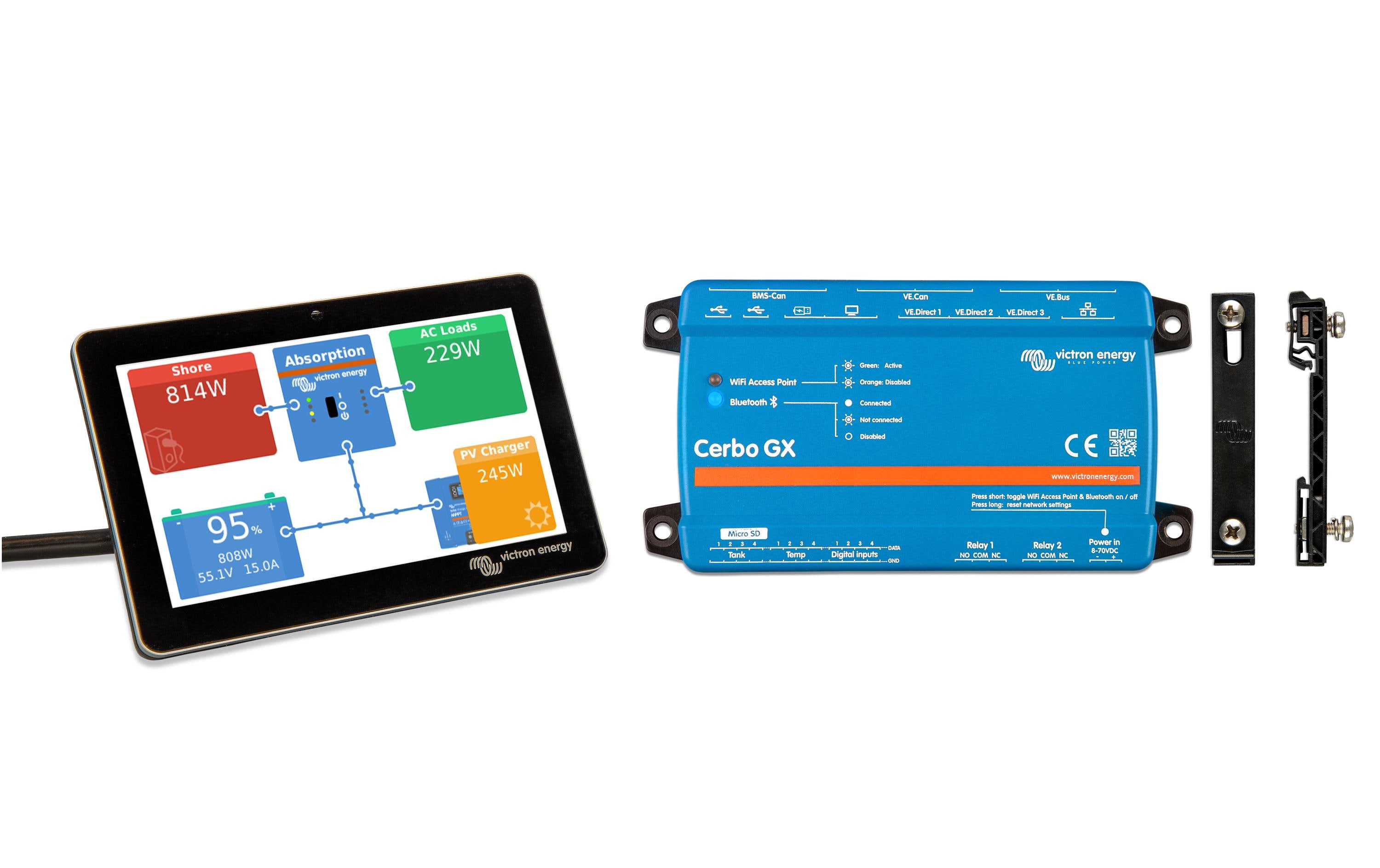 Monitor GX Touch 50 zu Cerbo<br>Touchscreen Paneele zur Systemüberwachung und Steuerung des Cerbo GX