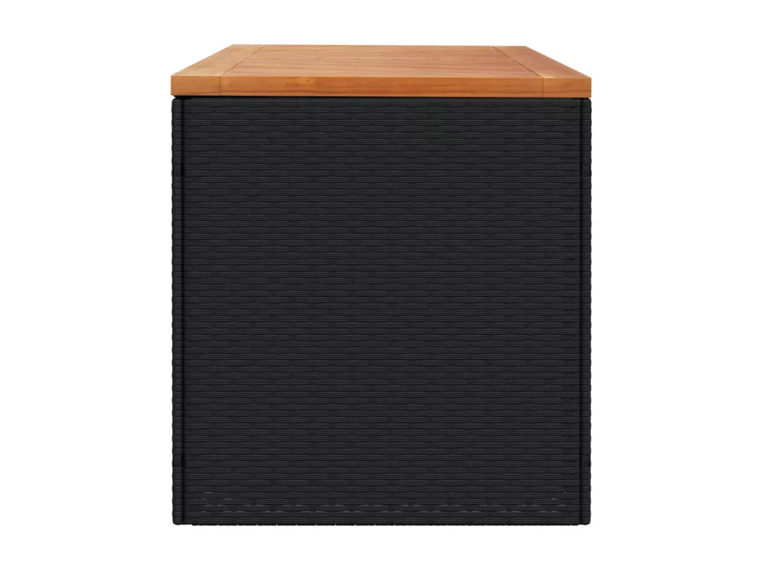 Prolenta Premium - Boîte de rangement de jardin noir résine tressée bois d'acacia