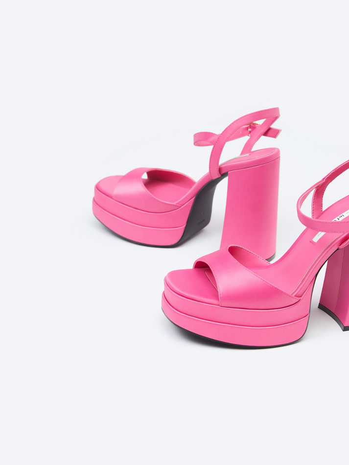 Sandália de plataforma com salto - Rosa