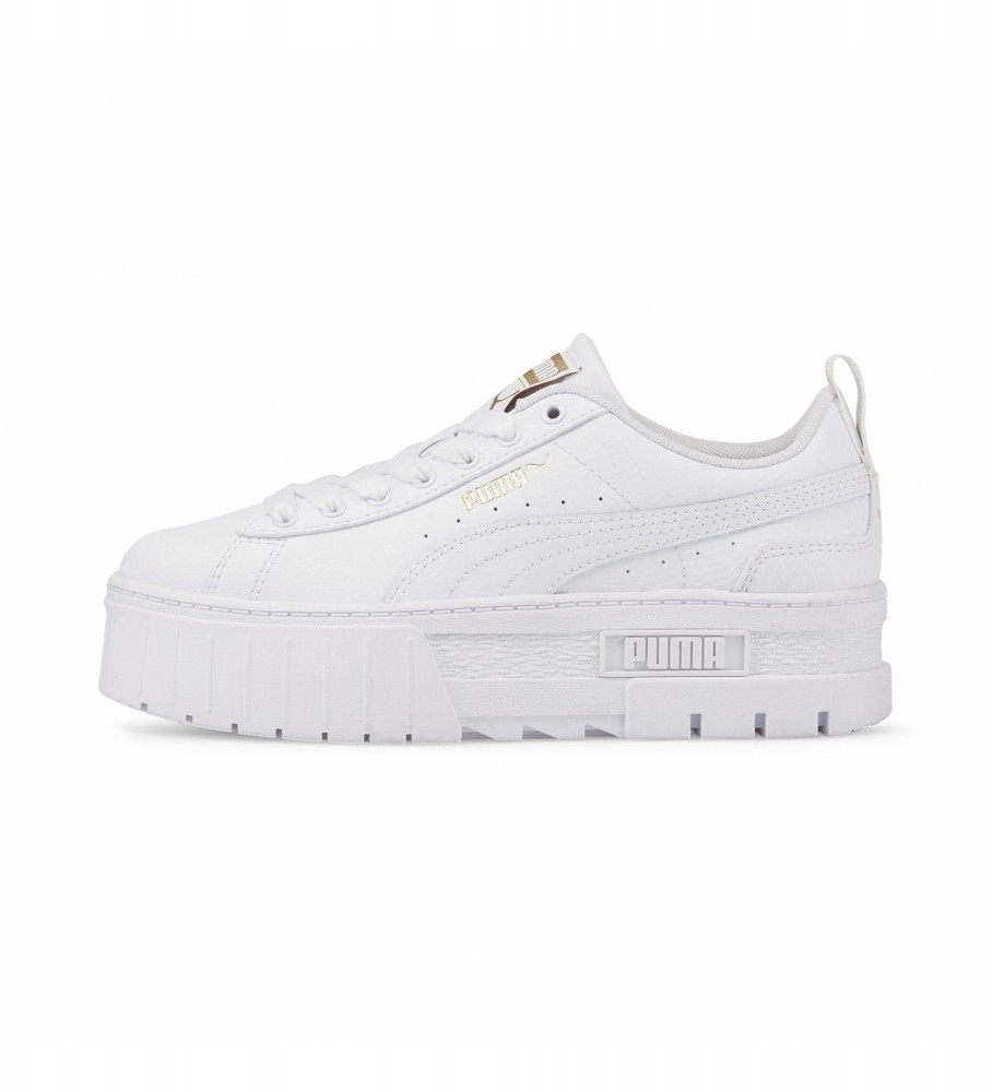 Tênis Puma Mayze Lth Jr de couro branco