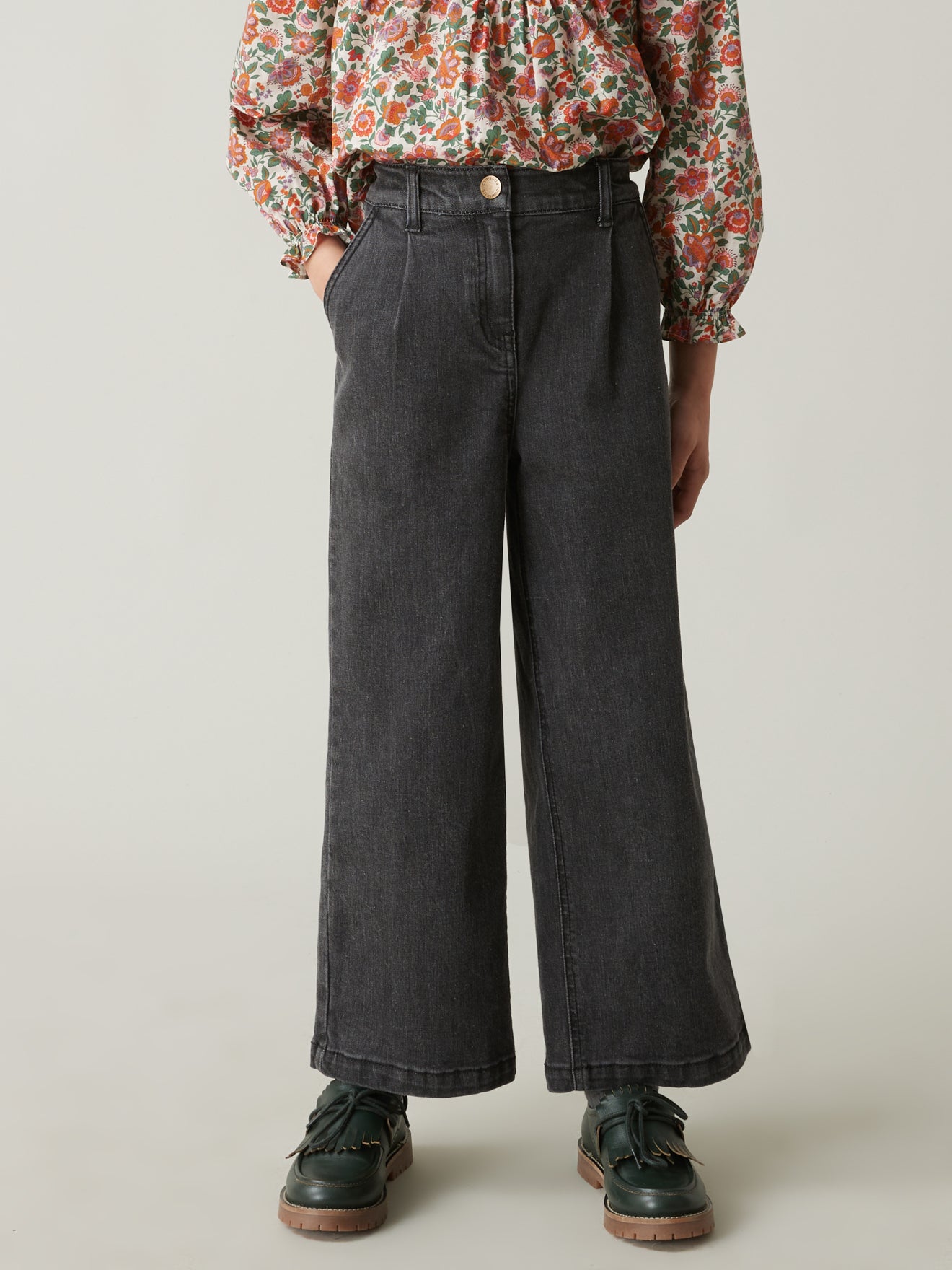 Pantalon Fille large en denim