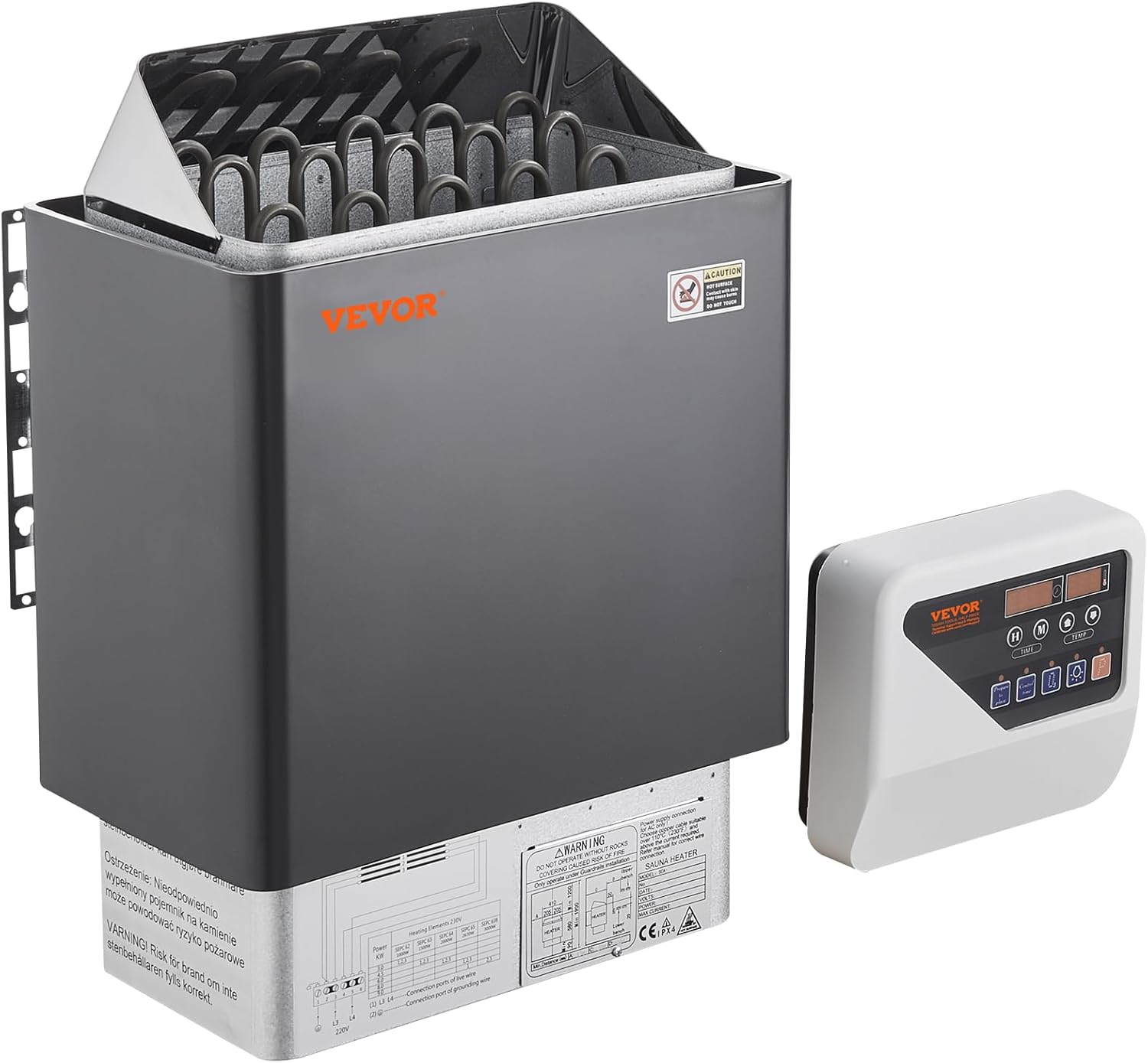 VEVOR Saunaofen, 8 kW, 400 V 3N tragbare Saunaheizung für drinnen & draußen mit 3-Stunden-Timer, digitaler Steuerung für 8–12 m³ großes Zuhause, gewerbliche Nutzung in Hotel-Spa-Duschen, max. 110 °C