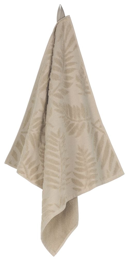 essuie-mains 50x50 coton feuilles beige