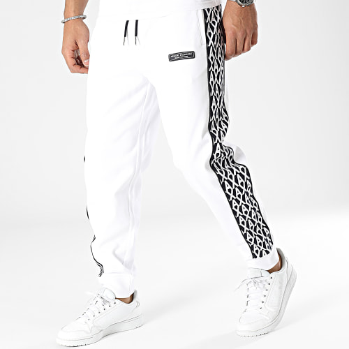 Pantalon Jogging A Bandes 3RZPLA-ZJGFZ Blanc