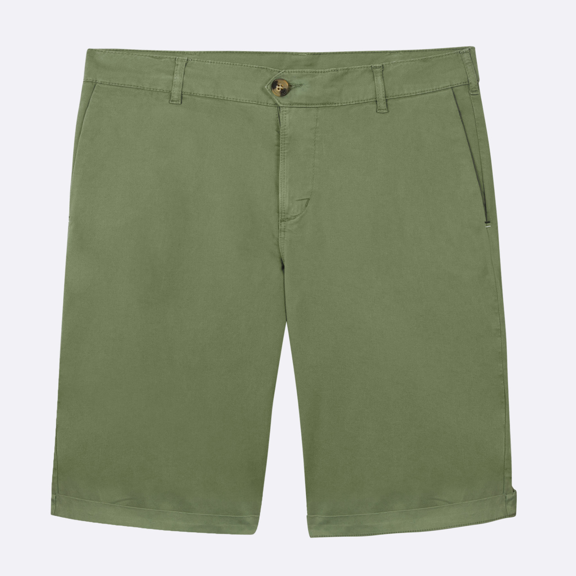 Short kaki coupe droite Coton et élasthanne - modèle Saulieu regular
