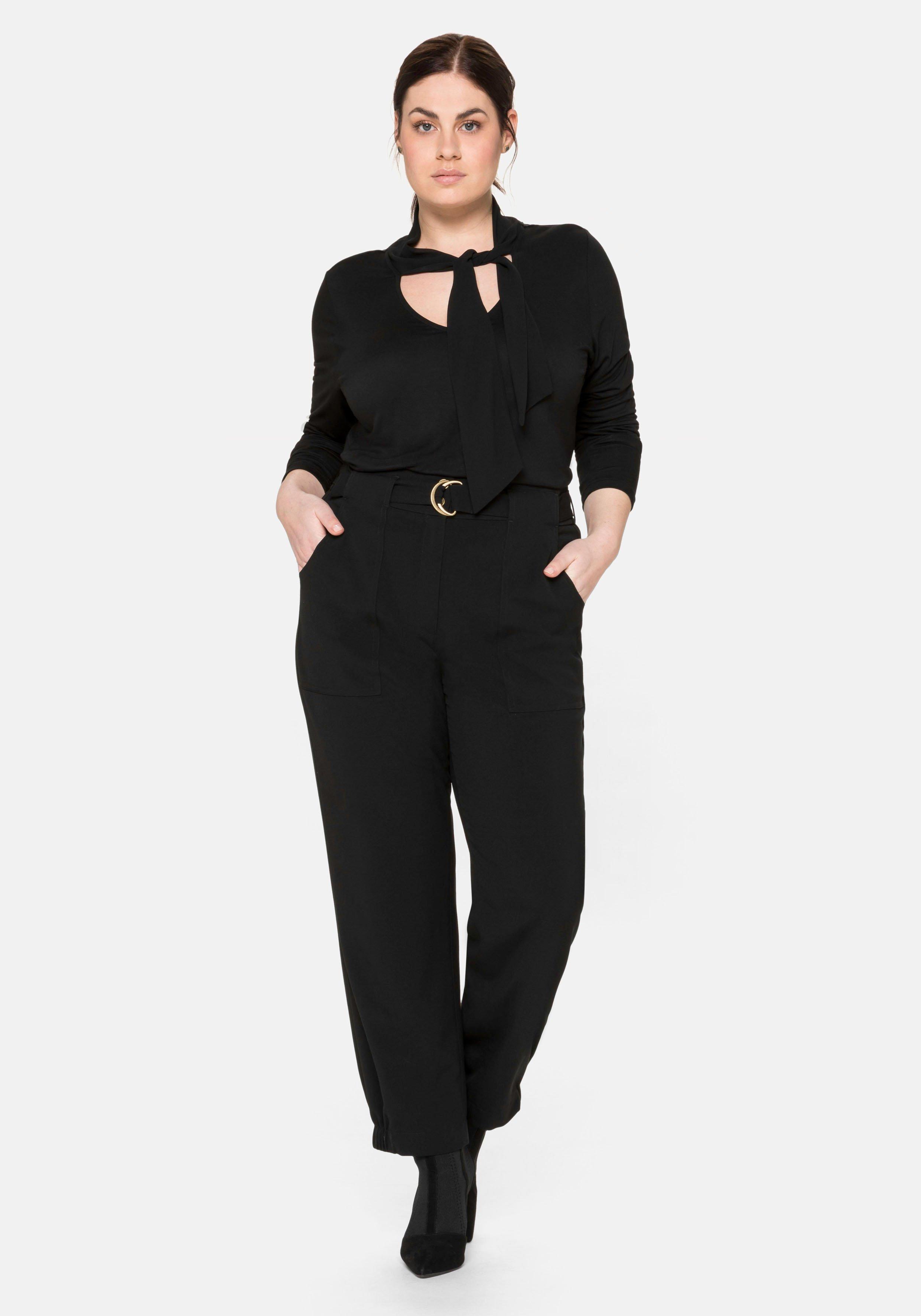 Langarmshirt mit Chiffonschluppe